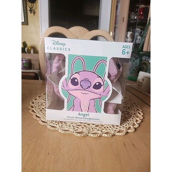 Disney Lilo and Stitch Angel Plush Wired Headphones Kids Girls Pink And Purple - Picture 2 of 4